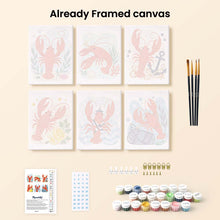 Load image into Gallery viewer, Mini Paint by Numbers Set 6"x8" (6 pieces) - Coastal Lobster Collection