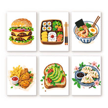 Load image into Gallery viewer, Mini Paint by Numbers Set 6"x8" (6 pieces) - Tasty Food Set Figured'Art