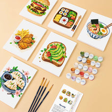 Load image into Gallery viewer, Mini Paint by Numbers Set 6"x8" (6 pieces) - Tasty Food Set