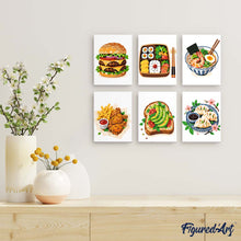 Load image into Gallery viewer, Mini Paint by Numbers Set 6"x8" (6 pieces) - Tasty Food Set