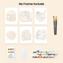 Load image into Gallery viewer, Mini Paint by Numbers Set 6"x8" (6 pieces) - Tasty Food Set