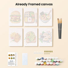 Load image into Gallery viewer, Mini Paint by Numbers Set 6"x8" (6 pieces) - Tasty Food Set