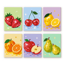 Load image into Gallery viewer, Mini Paint by Numbers Set 6"x8" (6 pieces) - Disco Fruit Collection Figured'Art
