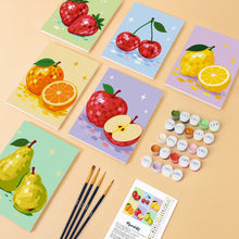 Load image into Gallery viewer, Mini Paint by Numbers Set 6"x8" (6 pieces) - Disco Fruit Collection