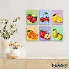 Load image into Gallery viewer, Mini Paint by Numbers Set 6"x8" (6 pieces) - Disco Fruit Collection