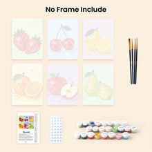 Load image into Gallery viewer, Mini Paint by Numbers Set 6"x8" (6 pieces) - Disco Fruit Collection