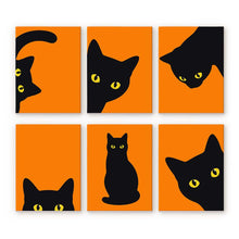 Load image into Gallery viewer, Mini Paint by Numbers Set 6"x8" (6 pieces) - Black Cat Peekaboo Figured'Art