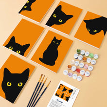 Load image into Gallery viewer, Mini Paint by Numbers Set 6"x8" (6 pieces) - Black Cat Peekaboo