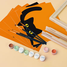 Load image into Gallery viewer, Mini Paint by Numbers Set 6"x8" (6 pieces) - Black Cat Peekaboo