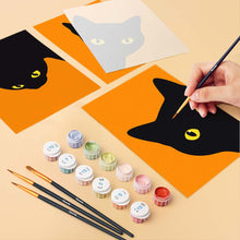 Load image into Gallery viewer, Mini Paint by Numbers Set 6"x8" (6 pieces) - Black Cat Peekaboo