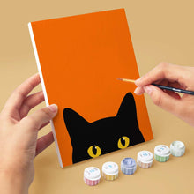 Load image into Gallery viewer, Mini Paint by Numbers Set 6"x8" (6 pieces) - Black Cat Peekaboo