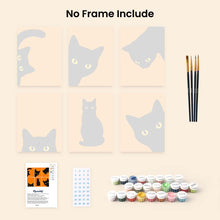 Load image into Gallery viewer, Mini Paint by Numbers Set 6"x8" (6 pieces) - Black Cat Peekaboo