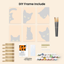 Load image into Gallery viewer, Mini Paint by Numbers Set 6"x8" (6 pieces) - Black Cat Peekaboo