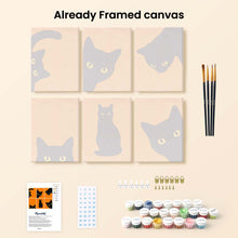 Load image into Gallery viewer, Mini Paint by Numbers Set 6"x8" (6 pieces) - Black Cat Peekaboo