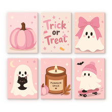 Load image into Gallery viewer, Mini Paint by Numbers Set 6"x8" (6 pieces) - Cute Pink Halloween Figured'Art
