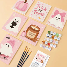 Load image into Gallery viewer, Mini Paint by Numbers Set 6"x8" (6 pieces) - Cute Pink Halloween