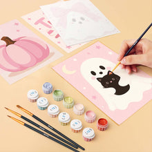 Load image into Gallery viewer, Mini Paint by Numbers Set 6"x8" (6 pieces) - Cute Pink Halloween