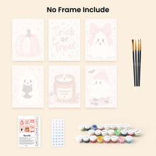 Load image into Gallery viewer, Mini Paint by Numbers Set 6"x8" (6 pieces) - Cute Pink Halloween
