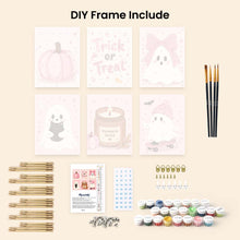 Load image into Gallery viewer, Mini Paint by Numbers Set 6"x8" (6 pieces) - Cute Pink Halloween