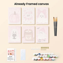 Load image into Gallery viewer, Mini Paint by Numbers Set 6"x8" (6 pieces) - Cute Pink Halloween