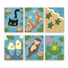 Load image into Gallery viewer, Mini Paint by Numbers Set 6"x8" (6 pieces) - Pond Life Figured'Art