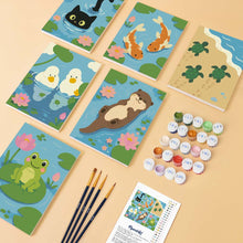 Load image into Gallery viewer, Mini Paint by Numbers Set 6"x8" (6 pieces) - Pond Life