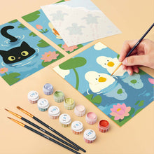 Load image into Gallery viewer, Mini Paint by Numbers Set 6"x8" (6 pieces) - Pond Life