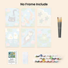 Load image into Gallery viewer, Mini Paint by Numbers Set 6"x8" (6 pieces) - Pond Life