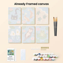 Load image into Gallery viewer, Mini Paint by Numbers Set 6"x8" (6 pieces) - Pond Life