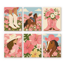 Load image into Gallery viewer, Mini Paint by Numbers Set 6"x8" (6 pieces) - Pink Cowgirl Figured'Art