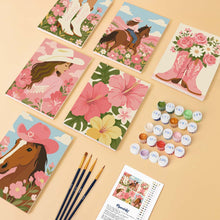 Load image into Gallery viewer, Mini Paint by Numbers Set 6"x8" (6 pieces) - Pink Cowgirl