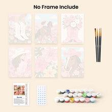 Load image into Gallery viewer, Mini Paint by Numbers Set 6"x8" (6 pieces) - Pink Cowgirl