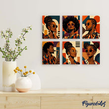 Load image into Gallery viewer, Mini Paint by Numbers Set 6"x8" (6 pieces) - Afro Pop Art Portraits