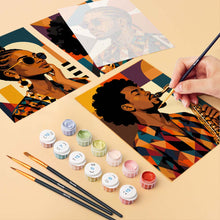 Load image into Gallery viewer, Mini Paint by Numbers Set 6"x8" (6 pieces) - Afro Pop Art Portraits