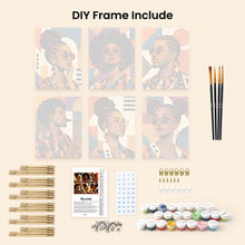 Load image into Gallery viewer, Mini Paint by Numbers Set 6"x8" (6 pieces) - Afro Pop Art Portraits