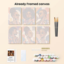Load image into Gallery viewer, Mini Paint by Numbers Set 6"x8" (6 pieces) - Afro Pop Art Portraits