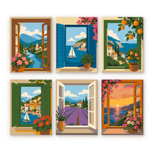Load image into Gallery viewer, Mini Paint by Numbers Set 6"x8" (6 pieces) - Window Views Figured'Art
