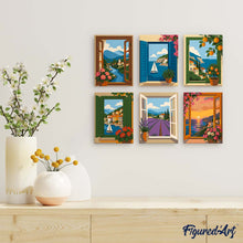 Load image into Gallery viewer, Mini Paint by Numbers Set 6"x8" (6 pieces) - Window Views