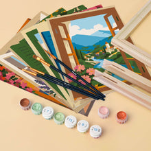 Load image into Gallery viewer, Mini Paint by Numbers Set 6"x8" (6 pieces) - Window Views