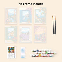 Load image into Gallery viewer, Mini Paint by Numbers Set 6"x8" (6 pieces) - Window Views