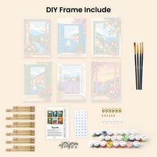 Load image into Gallery viewer, Mini Paint by Numbers Set 6"x8" (6 pieces) - Window Views