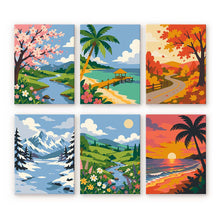 Load image into Gallery viewer, Mini Paint by Numbers Set 6"x8" (6 pieces) - Seasons Around the World Figured'Art