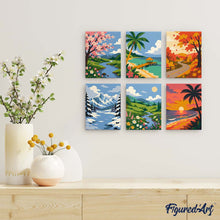 Load image into Gallery viewer, Mini Paint by Numbers Set 6"x8" (6 pieces) - Seasons Around the World