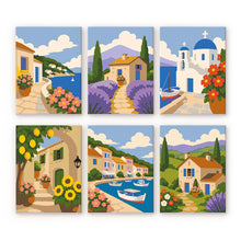 Load image into Gallery viewer, Mini Paint by Numbers Set 6"x8" (6 pieces) - Mediterranean Views Figured'Art