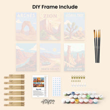 Load image into Gallery viewer, Mini Paint by Numbers Set 6"x8" (6 pieces) - National Parks - Desert Southwest