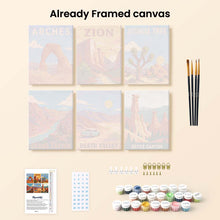 Load image into Gallery viewer, Mini Paint by Numbers Set 6"x8" (6 pieces) - National Parks - Desert Southwest