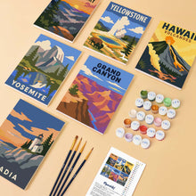 Load image into Gallery viewer, Mini Paint by Numbers Set 6"x8" (6 pieces) - National Parks - Iconic America