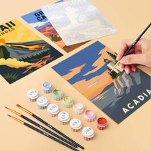 Load image into Gallery viewer, Mini Paint by Numbers Set 6"x8" (6 pieces) - National Parks - Iconic America