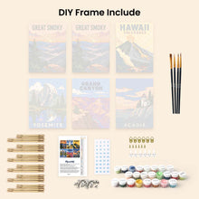 Load image into Gallery viewer, Mini Paint by Numbers Set 6"x8" (6 pieces) - National Parks - Iconic America