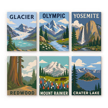 Load image into Gallery viewer, Mini Paint by Numbers Set 6"x8" (6 pieces) - National Parks - Pacific Coast and Cascades Figured'Art